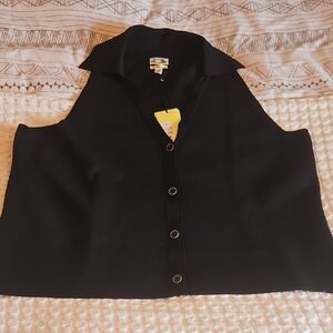 Black Sleeveless Button-Up Vest 2x